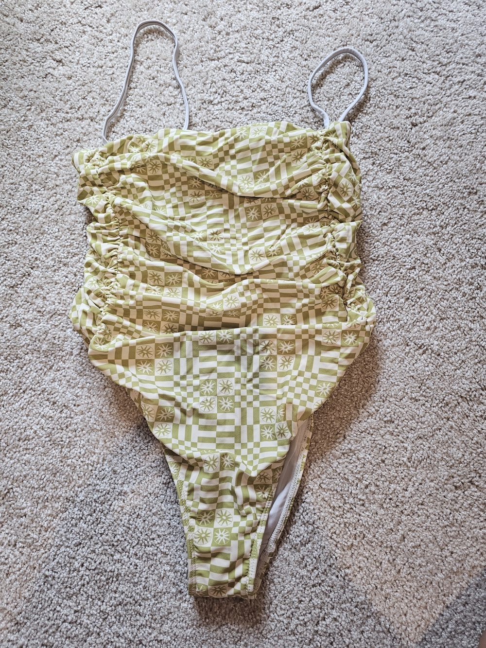 Green Checkerboard One-Piece Swimsuit